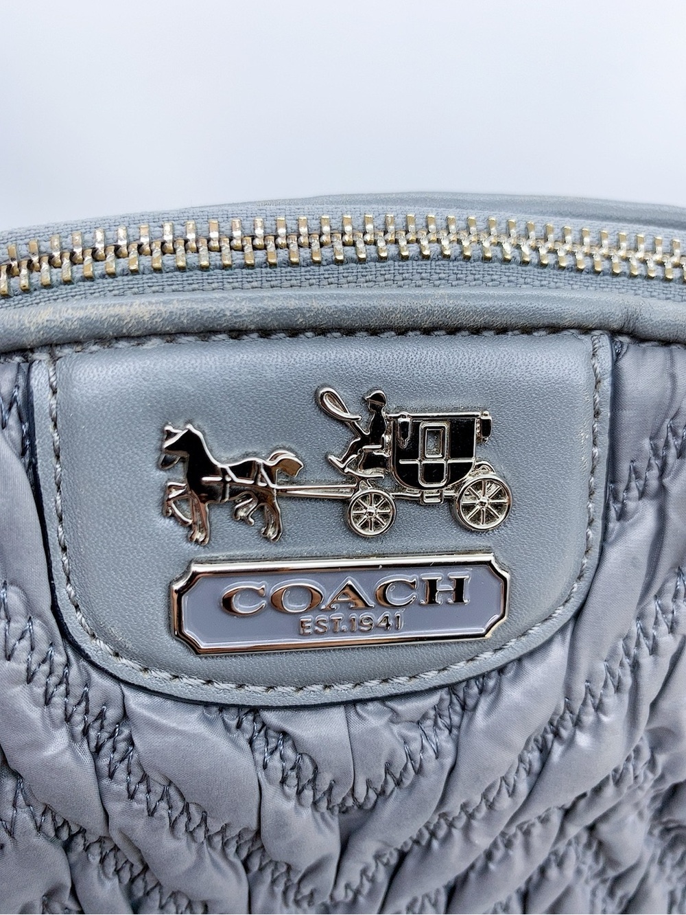Coach 70th Anniversary Quilted Madison Quilted Chevron Nylon Lindsey Satchel. - Picture 6 of 13